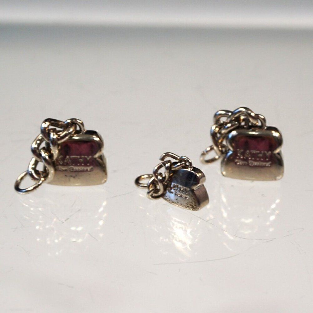 3 Kathy Van Zeeland Purse Charms Bag Accessories Silver Tone Metal